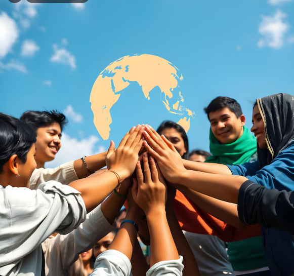 Children smiling during a community support activity